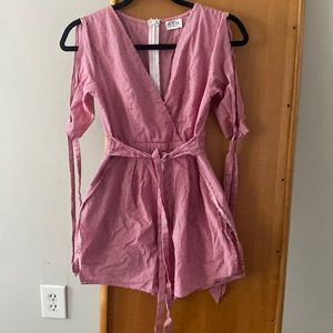 LF SEEK THE LABEL RED WHITE GINGHAM ROMPER SIZE SMALL